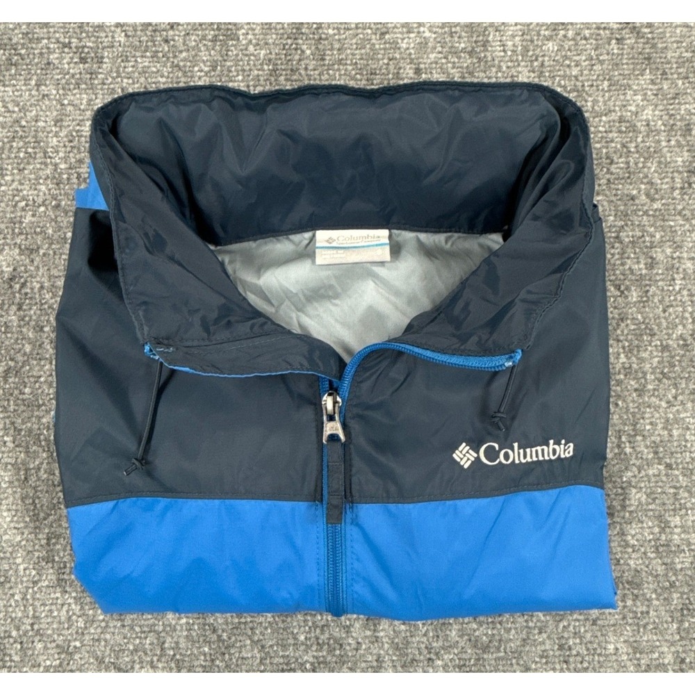 Columbia Glennaker Lake Rain Jacket Mens S Blue Stowaway Hood Windbreaker RM2015